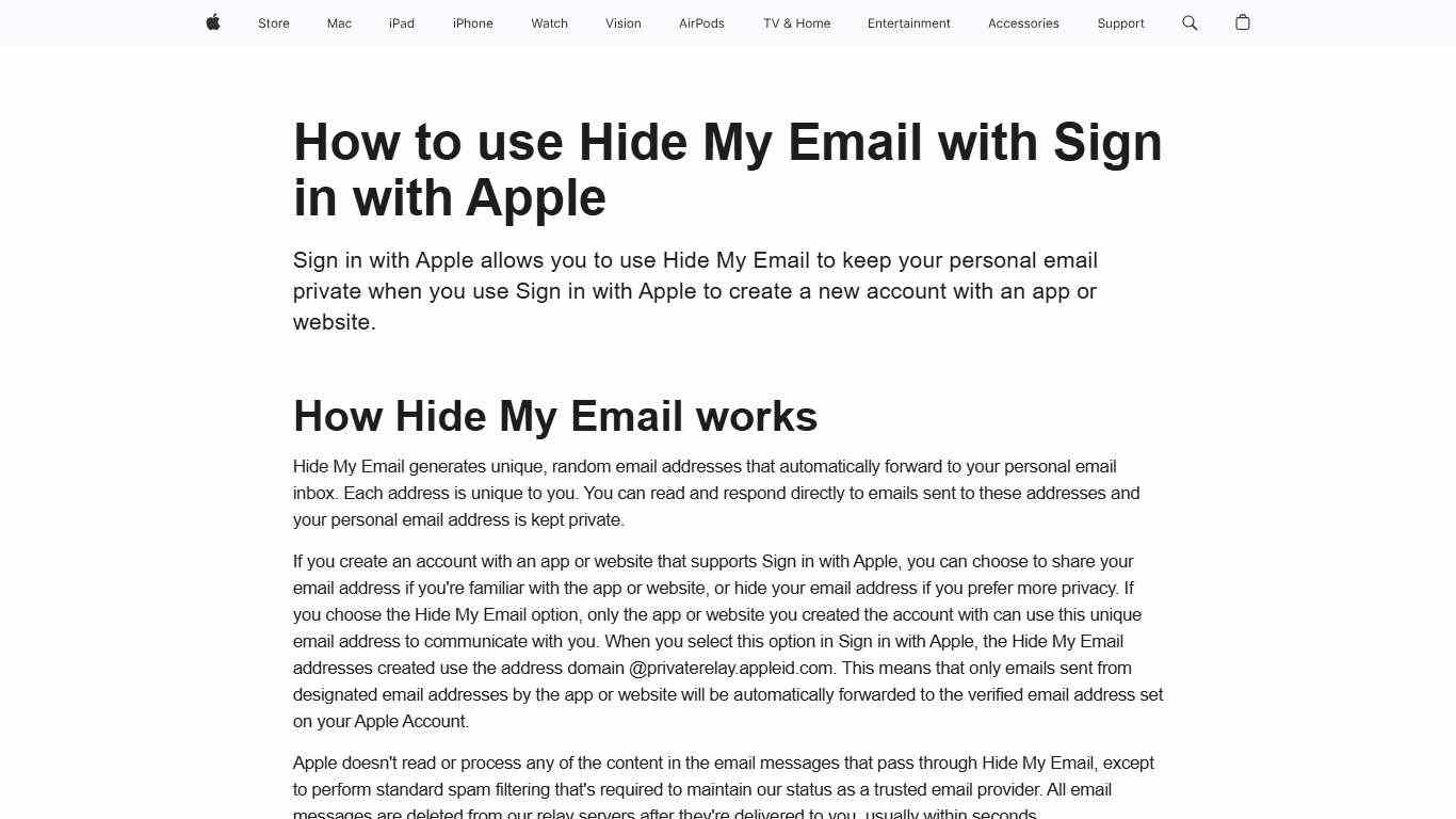 How to use Hide My Email with Sign in with Apple - Apple Support
